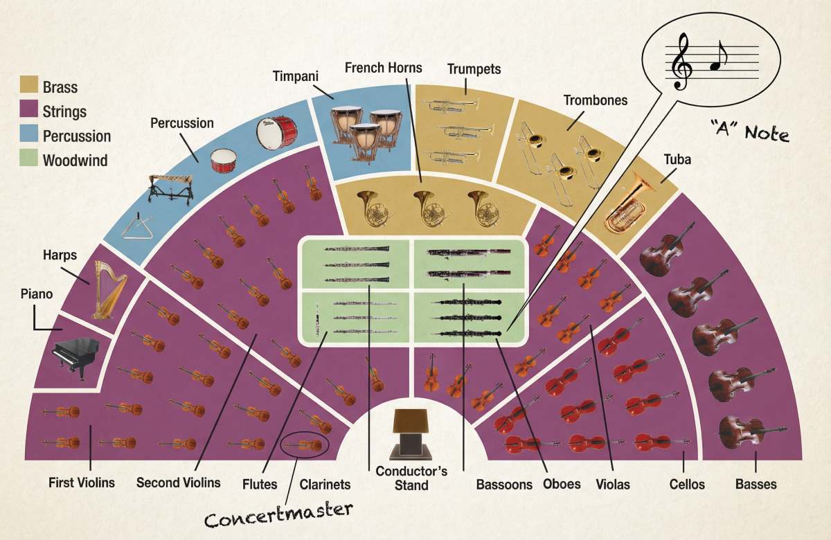 Orchestral instrument ranges diagram
